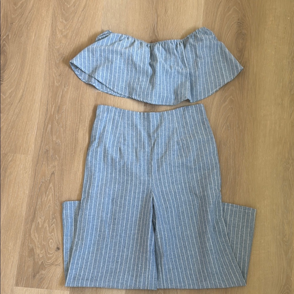 Striped Blue and White Women's two piece set